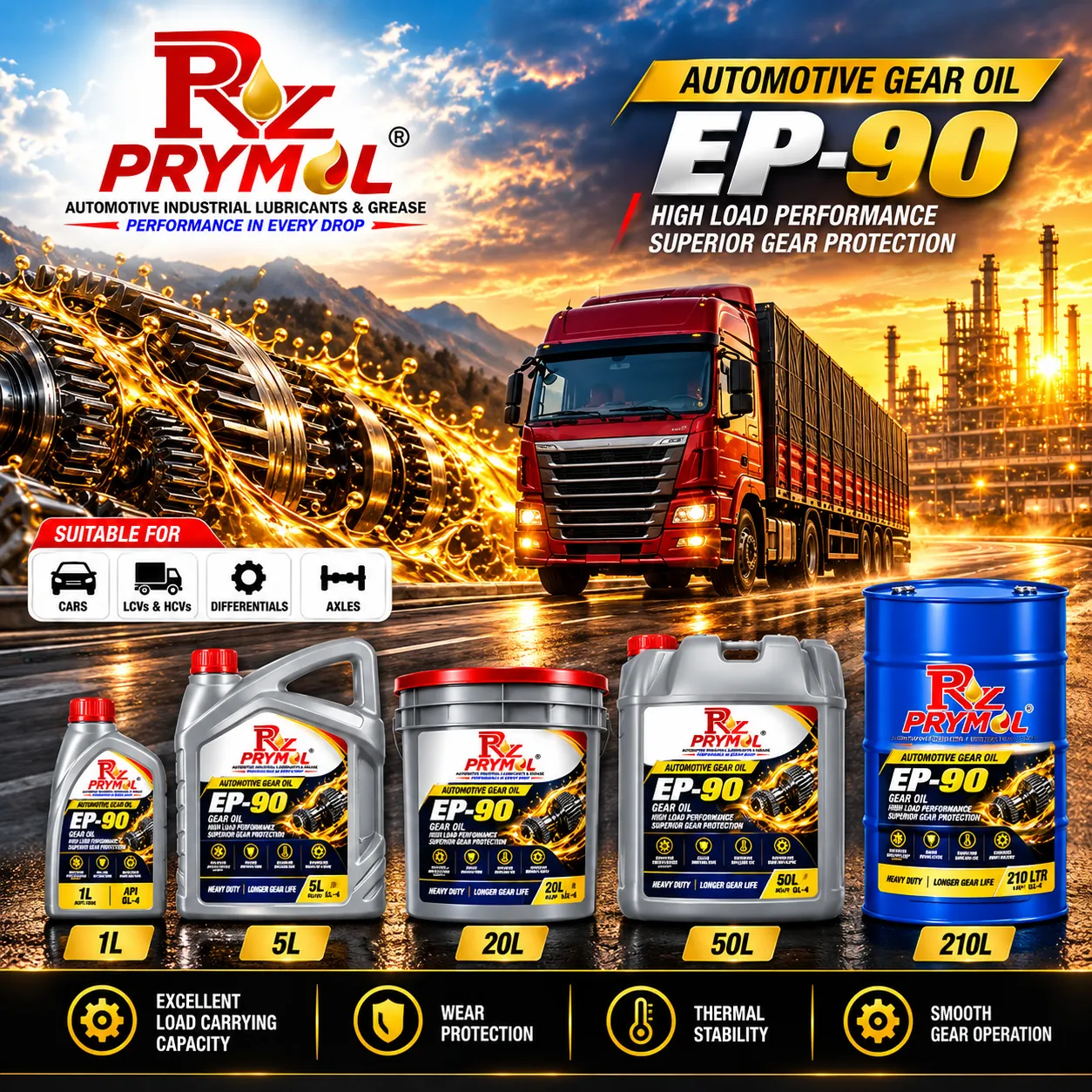 Prymol automotive gear oil pack sizes